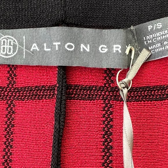 NEW Window Pane check High Waisted BLK Red Midi Skirt S - Picture 6 of 9